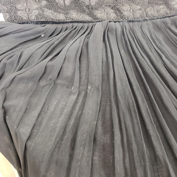 VINTAGE Mid Century Sheer Black Pleated Dress 24" Waist S Semi Open Back R&K VG - Picture 13 of 15